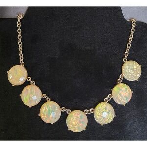 Vintage Faux Opal Confetti Lucite Statement Necklace